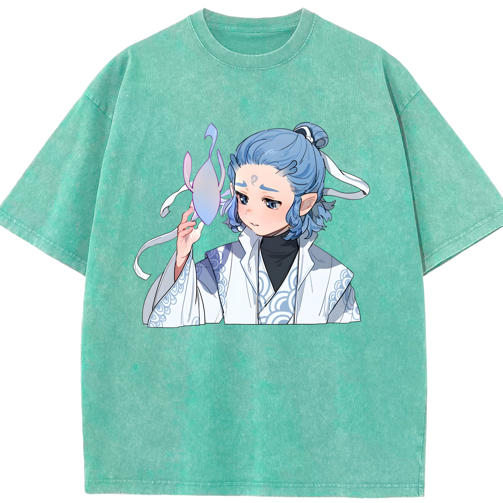 （画像用） Ne Zha 2 ナタ 魔童の大暴れ 綿100% ヴィンテージ風 半袖Tシャツ（フロントプリント）